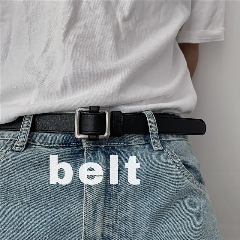 

Hong Kong style belt men's tide ins young people simple art pin buckle pants jeans belt Korean trend casual belt