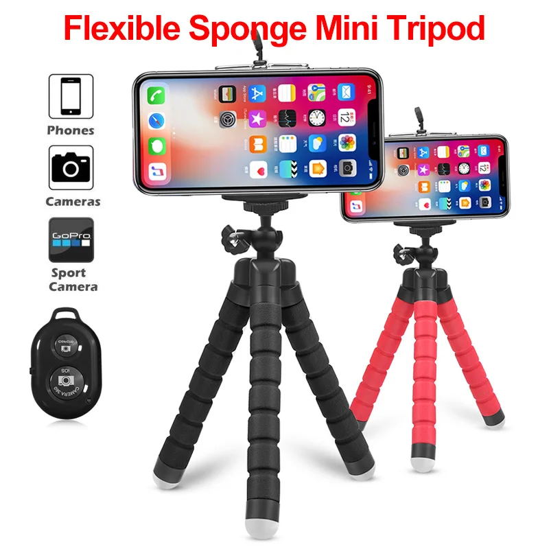 

Flexible Sponge Octopus Tripod Holder For iPhone Huawei With Bluetooth Remote Shutter Tripod Phone Holder clip stand for Camera