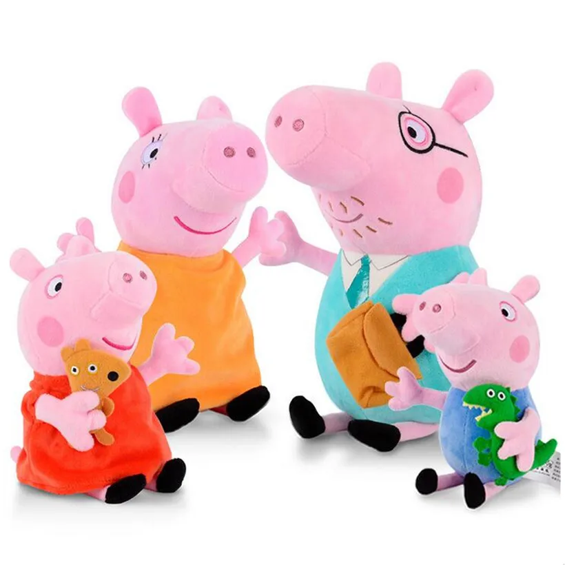 

4 Pcs/Set 19-30 CM Peppa Pig Plush Toys Family Pack George Dad Mom Stuffed Doll Pelucia Children Birthday Gifts