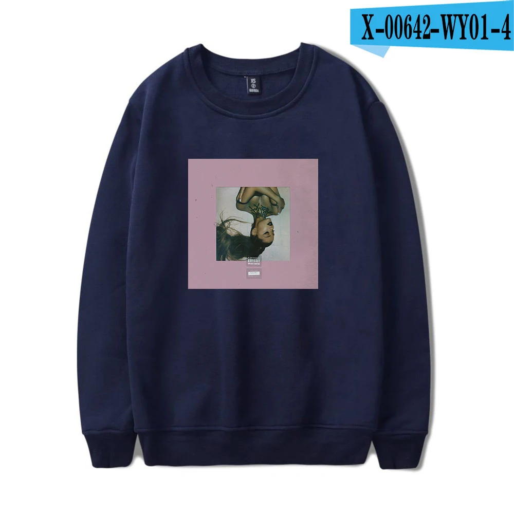 Navy Ariana Grande thank you next толстовка с круглым вырезом Повседневная унисекс модная с принтом более размера HighStreet Женская/Мужская толстовка большого размера - Цвет: Navy