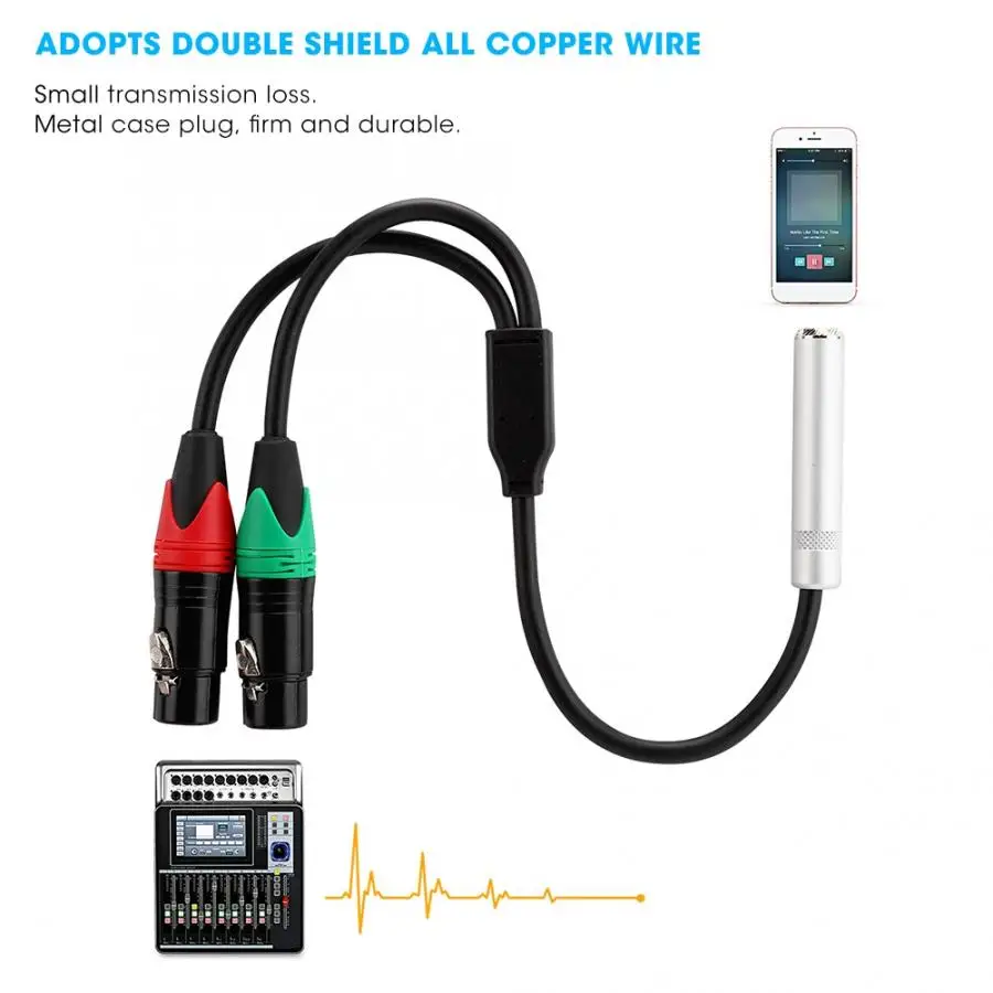 Аудиокабель 0 3 м 24AWG из чистой меди с двойной защитой 6 35 гнездовой на XLR Женский