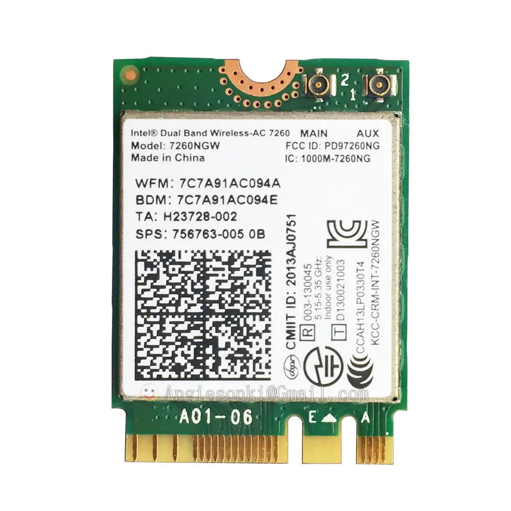 

7260NGW беспроводной-AC 7260AC NGFF 802.11ac 867 Мбит/с Wifi + Bluetooth BT 4,0 M.2 карты Intel 7260 AC для HP Pro X2 612 G1 ProBook 11