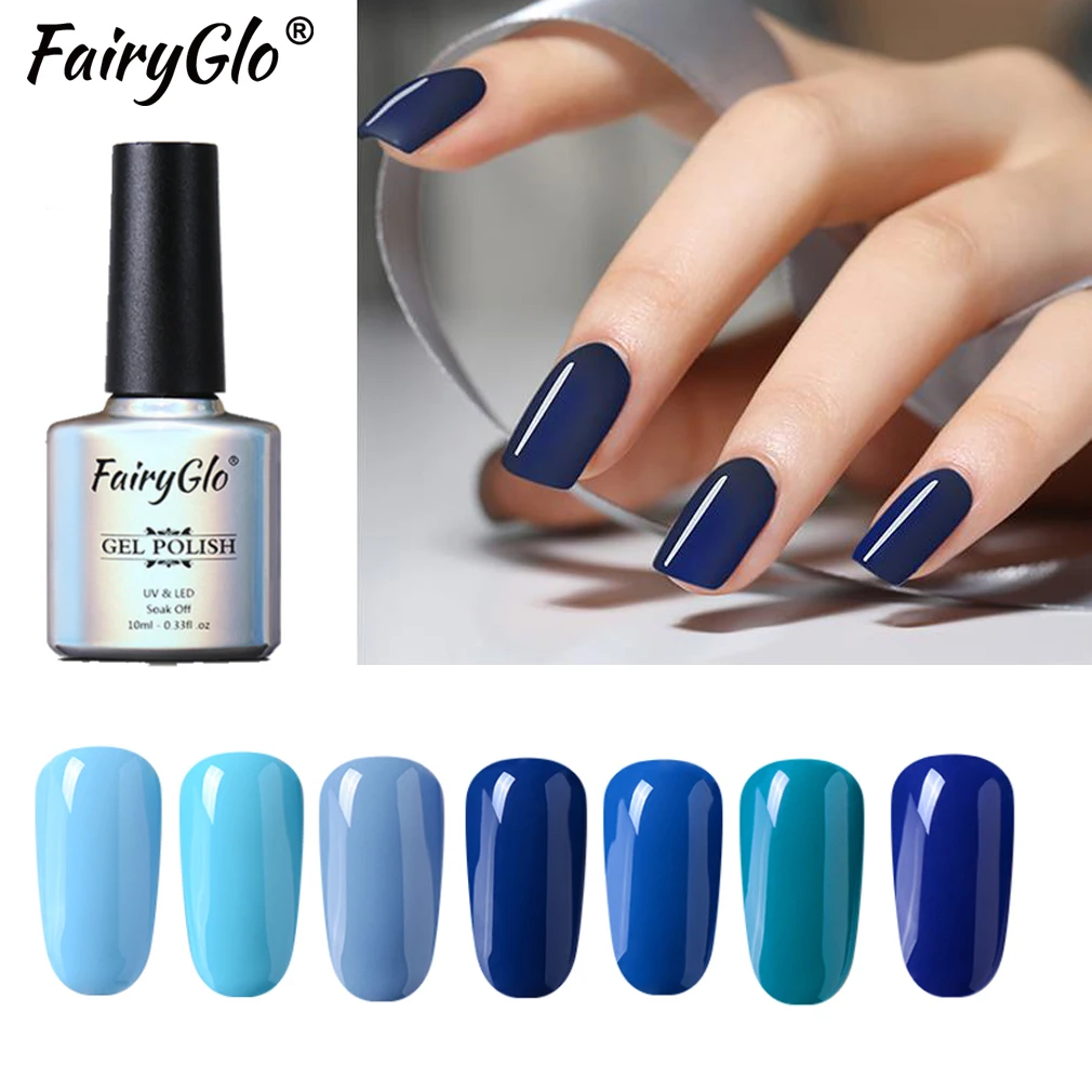 FairyGlo 10 мл Blue Series Гель-лак для ногтей полу Перманентный лак УФ-гель Декоративный
