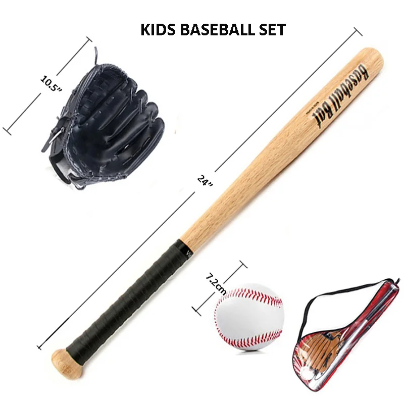 Качество, флисовая верхняя одежда для детей, профессиональный 25 дюйма деревянная бейсбольная бита и мяч для Софтбола& Бейсбольные перчатки тренировки Бейсбол комплект w