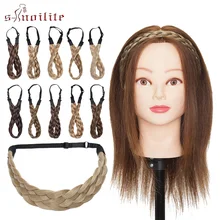 S-noilite плетеные повязки на голову из синтетических волос плетеные эластичные повязки для волос плетеные аксессуары для волос искусственные волосы для женщин и девушек на свадьбу