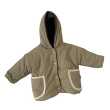 Veste d'hiver pour nouveau né à manches longues, vêtement chaud, rembourré, couleur unie, pour garçons et filles