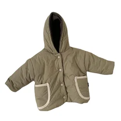 Veste d'hiver pour nouveau né à manches longues, vêtement chaud, rembourré, couleur unie, pour garçons et filles 