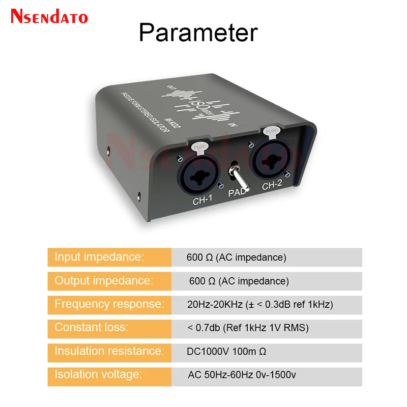 Dual 6.35mm to XLR Audio Stereo Signal Isolator 2 in 2 out noise filter Switch 6.35mm XLR Noise Switcher for DJ Mixer TRS Mic TV