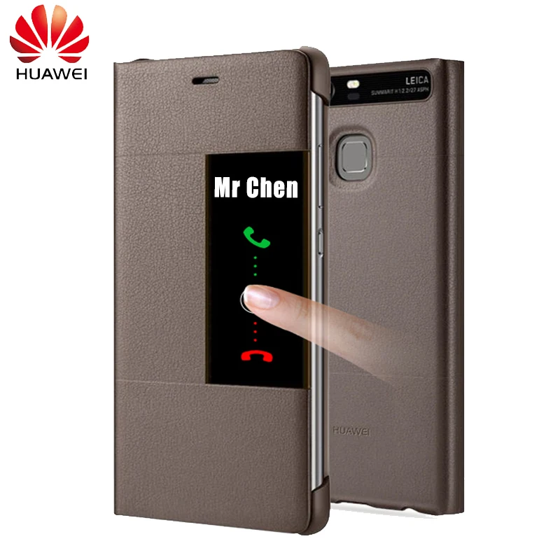 Original con tapa para Huawei P9, Funda con ventana de cuero con vista inteligente, Funda protectora completa para Huawei P9 Plus|Fundas antigolpes para teléfono| - AliExpress