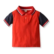 Новая стильная летняя детская рубашка с короткими рукавами для мальчиков в студенческом стиле, поло с короткими рукавами, Детская рубашка, Повседневная футболка с отворотом