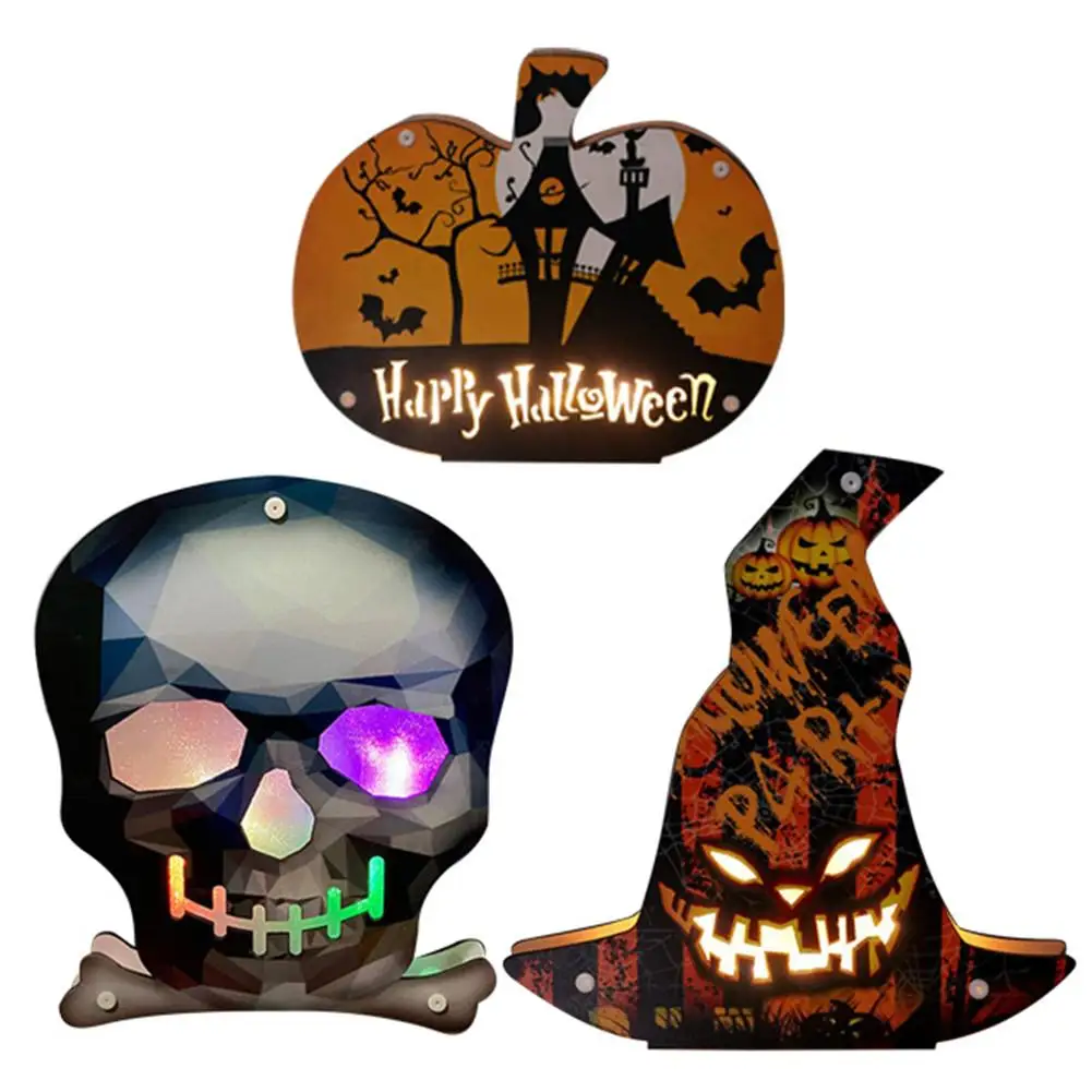 

Halloween Pumpkin Shape Night Light Glowing Skull Desk Lamp Wall Hanging Lamp Bar Party Home Decoration Haunted House Layout