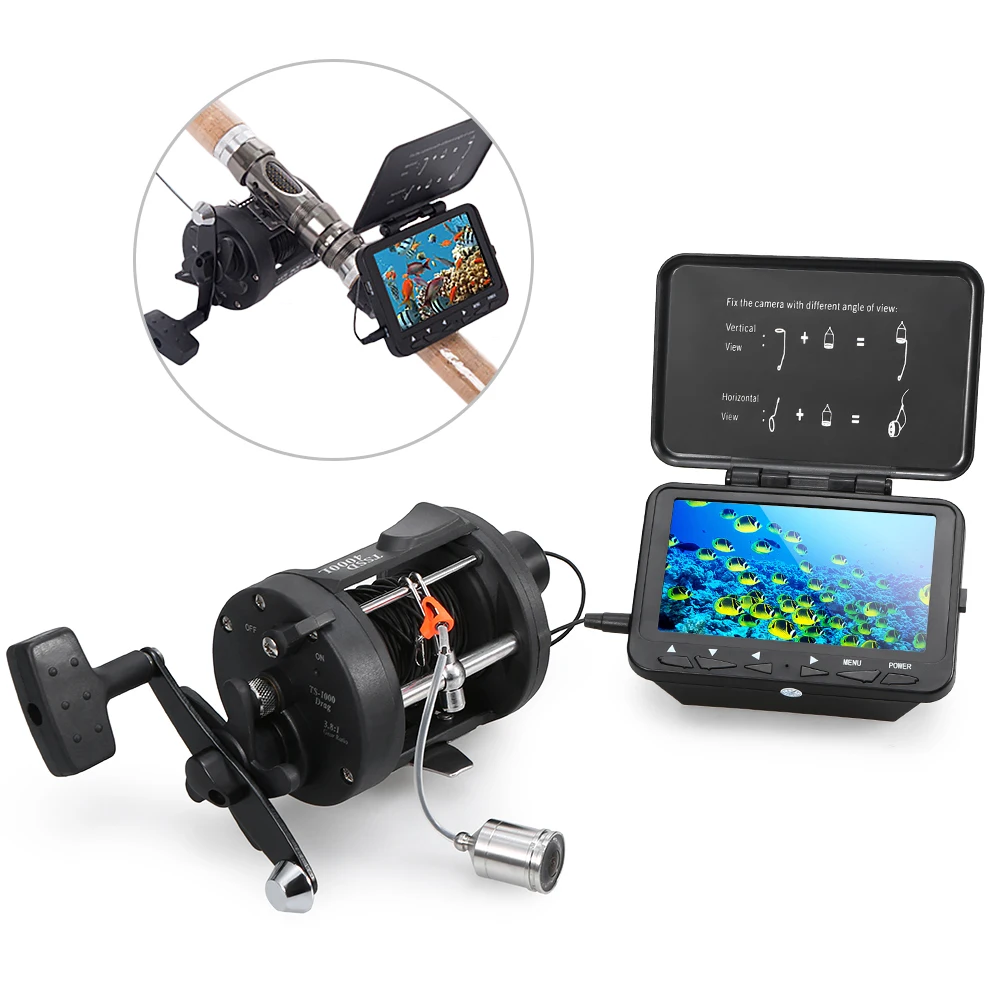 Рыболокатор подводная камера для подледной рыбалки с троллинговой катушкой камера ночного видения 140 ° Широкий угол 15 м/30 м кабель