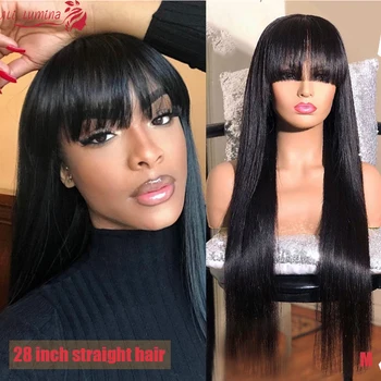 

Transparent 13x4 360 Lace Frontal Wig Straight Bangs Human Hair Wigs With Bangs 150% Remy Brazilian Lace Front Wigs With Bangs