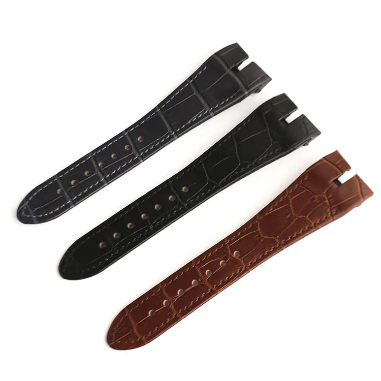 Black dark blue 26mm Genuine Leather watchband strap special for Roger Dubuis EXCALIBUR series bracelet