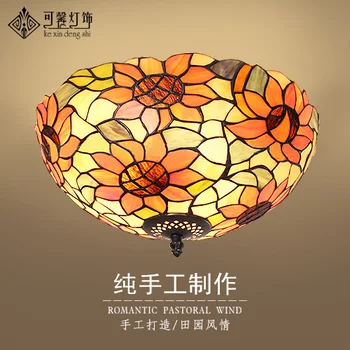 

European garden balcony bedroom corridors lobby ceiling lamps Tiffany art LED corridor lamp