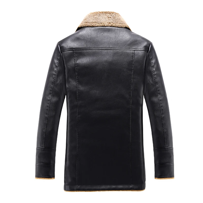 Men's jacket warm cotton coat men leather jackets, PU leather jacket