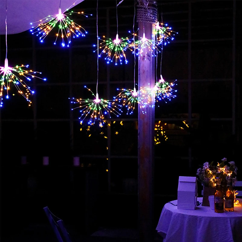 Festival Hanging Starburst String Lights 100/200 DIY Firework Copper Fairy Garland Christmas lights outdoor Twinkle Light