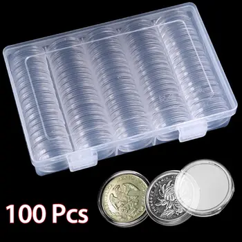 

100pcs Transparent Plastic Coin Holder Coin Collecting Box Case for Coins Storage Capsules Protection Boxes Container 30mm/27mm