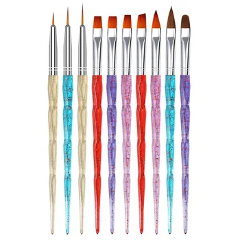 

10pcs Phototherapy Art Non Slip DIY Manicure Tool Professional Painting 3D Home Salon Dotting UV Gel Drawing Nail Brush Set
