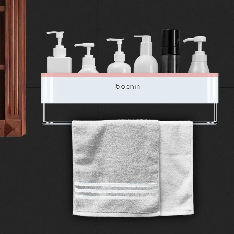 Pink with towel bar Пробивка ванная комната вешалка настенная ручная Чистка туалета туалетное полотенце настенный ящик для хранения артефакт LB905111 - Цвет: Pink with towel bar