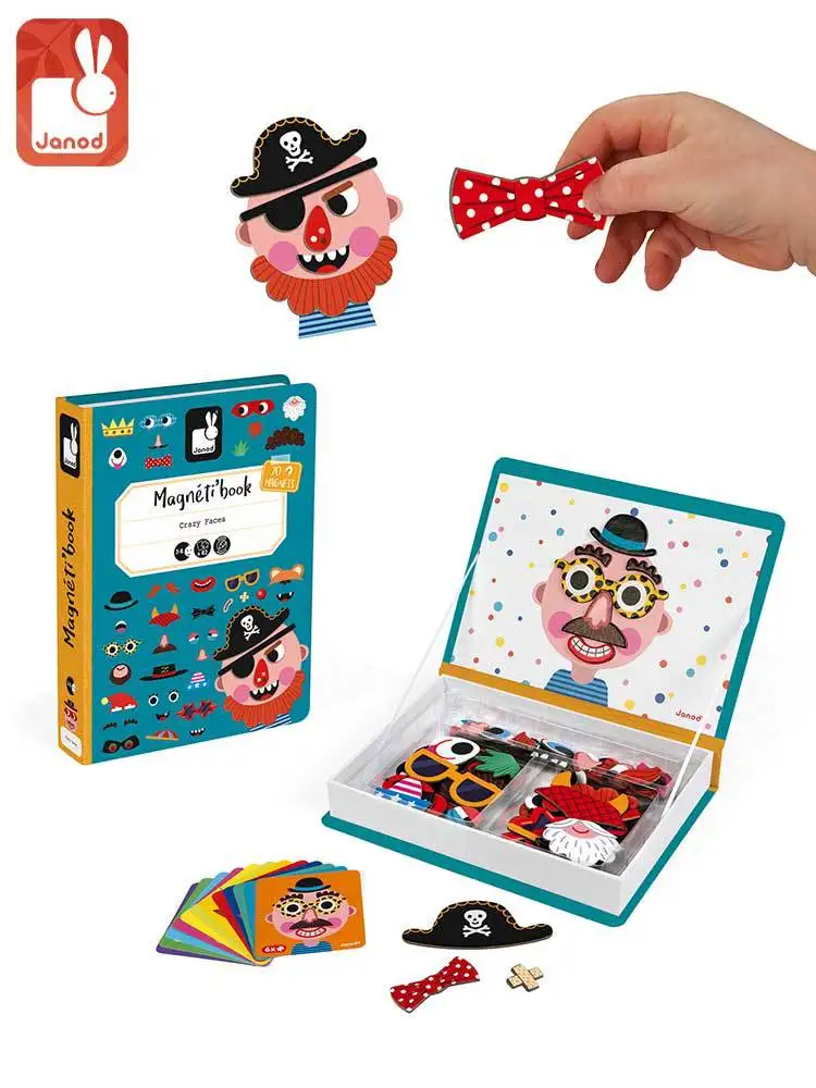 Janod детская развивающая игрушка, магнитный пазл для девочек 3-4-5-6-8 лет, сменная стерео Магнитная книга для мальчиков