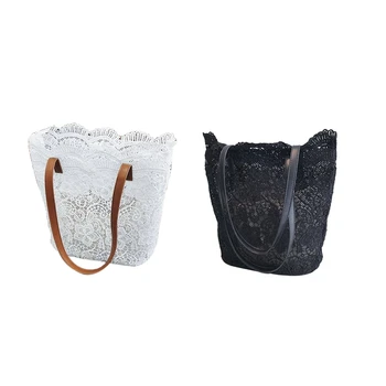 

4 Pcs Women Messenger Bag Single Strap Shoulder Bag Lady Lace Crossbody Bags Lady Handbag , 2 Pcs White & 2 Pcs Black
