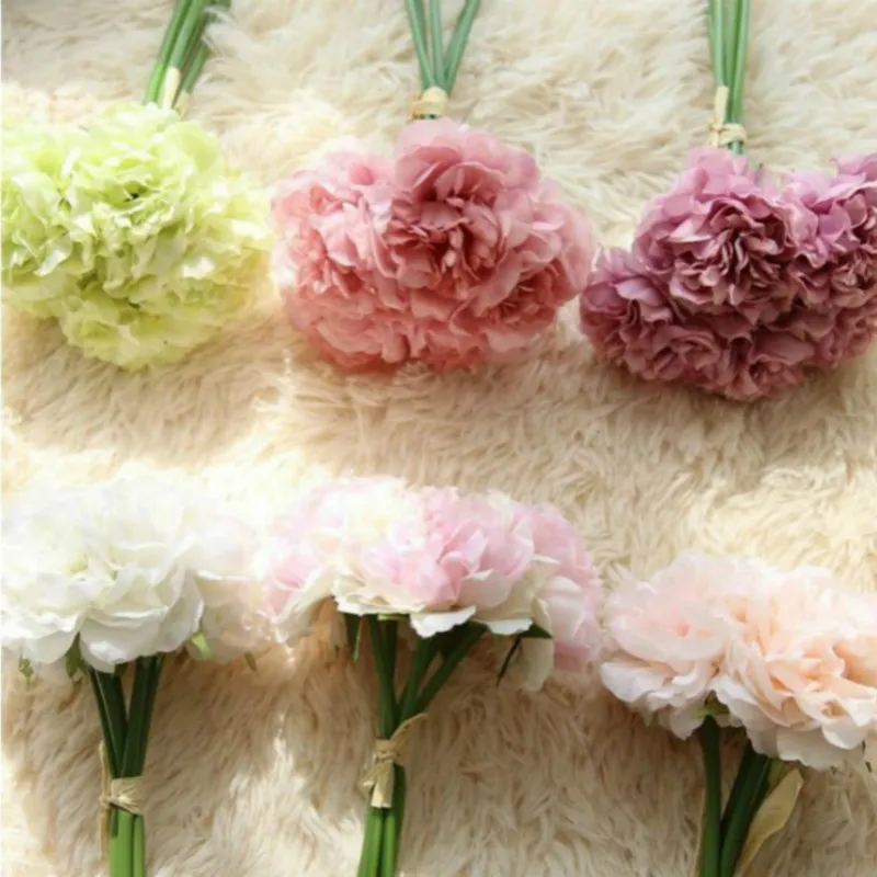 

1pc Artificial Flowers Peony Bouquet for Wedding Decoration 5 Heads Peonies Fake Flowers Home Decor Silk Hydrangeas Cheap Flower