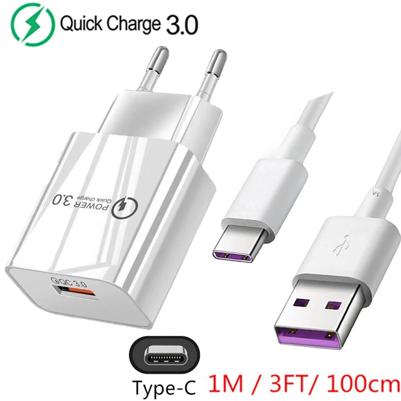 65 watt charger 18W 5A Fast Charger QC 3.0 USB Charger Quick Charge Type C Cable for Huawei Samsung Xiaomi Redmi Google Pixel 6 Pro EU US Plug 65w charger