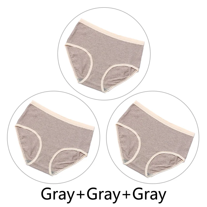 3Pcs/Lot Seamless Cotton Panties Women Underwear Soft High Waist Sexy Briefs Big Size 2XL-4XL Graphene Antibacterial Lingerie - Цвет: Gray Gray Gray