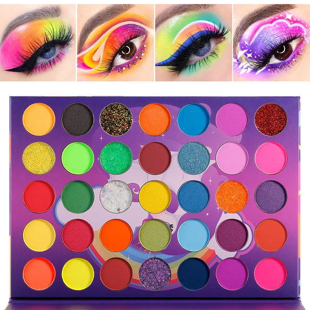 24 Colors Neon Eyeshadow Palette Glow UV Blacklight Makeup Eye Shadow  Pallet Lipstick for Luminous Party Bar Birthday Christmas - AliExpress