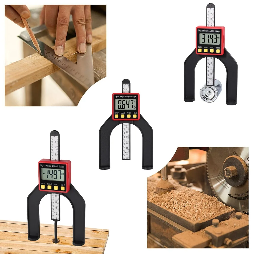 Neoteck Digital Angle Finder Rule Protractor 8 Inch Stainless Steel Angle Finder Ruler and Digital Depth Gauge set for repairing