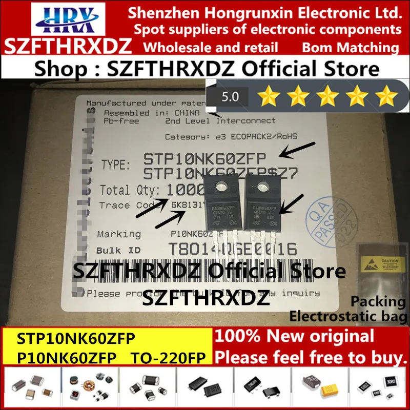 Новинка 100% оригинальный STP10NK60ZFP P10NK60ZFP TO 220F STP10NK60Z P10NK60Z 220 STW10NK60Z W10NK60Z 247 MOSFET N Ch 600V