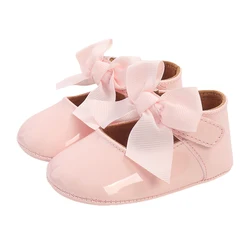 Chaussures de premiers pas pour bébés filles de 0 à 18 mois, semelle souple, nœud papillon, robe de princesse Mary Jane, chaussures plates 