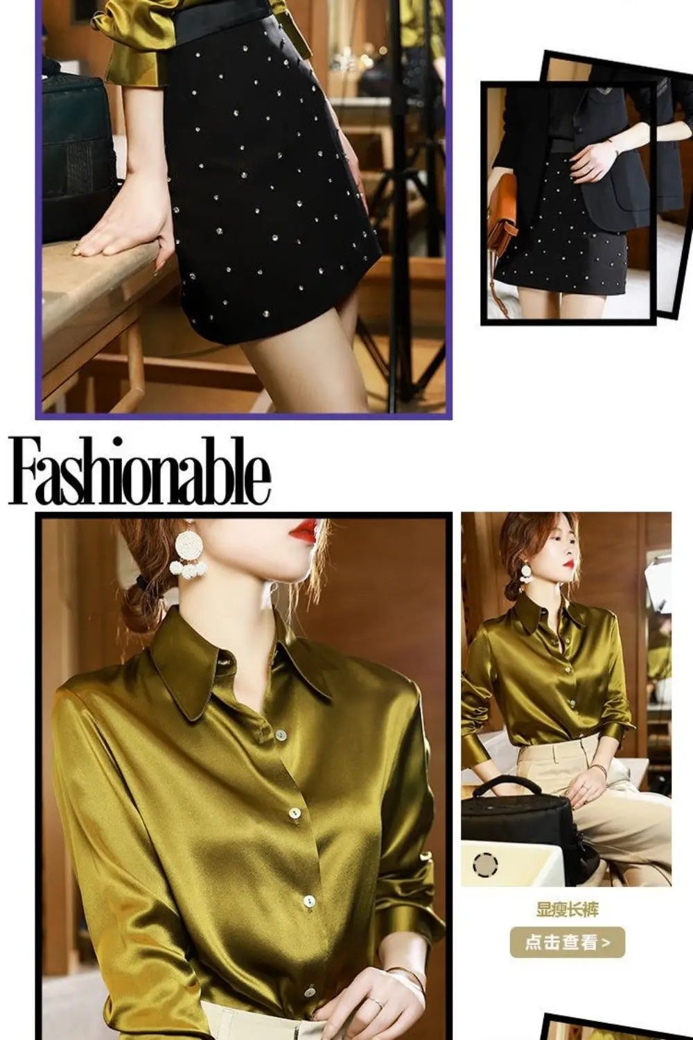 Brand Quality Luxury Women Shirt Elegant Office Button Up Long Sleeve Shirts Momi Silk Crepe Satin Blouses Business Ladies Top