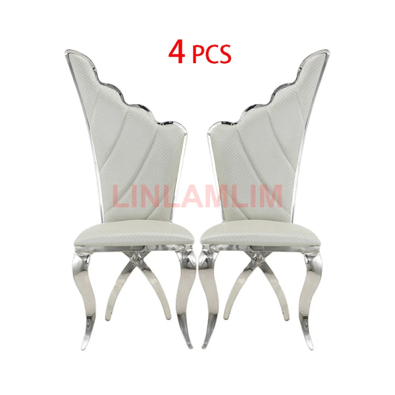 

stainless steel Dining chair designer dining room Nordic entry lux comedor Princess chair high backrest Imitation wing chair