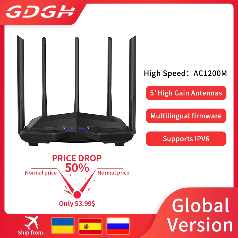 portable wifi signal booster GH Số Router AC11 Gigabit Phiên Bản 2.4GHz 5GHz WiFi AC1200M Với 5 * 6dBi Anten Tăng Cao Rộng Hơn độ Che Phủ, phiên Bản Toàn Cầu mesh wifi router Wireless Routers