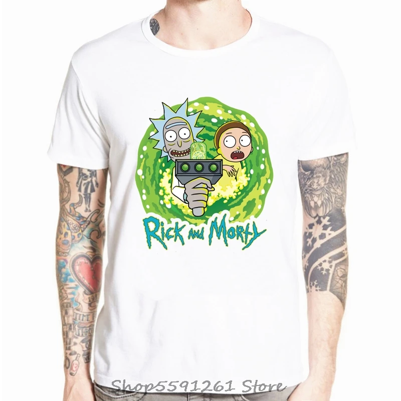 

rick and morty printed men Tshirt Men's high quality T-shirt crewneck loose casual knitted Funny Streetwear mens t-shirt tops