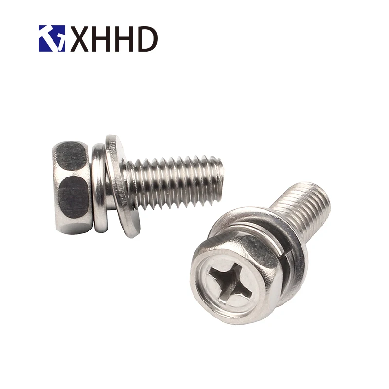 

M4 M6 M8 Hex Cross Recessed Machine Screw Metric Thread Hexagonal Flat Spring Lock Washer Bolt 304 Stainless Steel