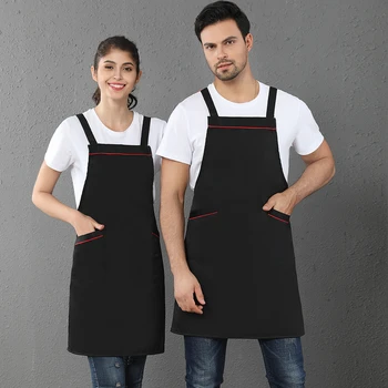 

Restaurant Home Kitchen Apron With Pockets Baking Cooking Washing Tools Chef Waiter Uniform Bib Household Cleaning Aprons