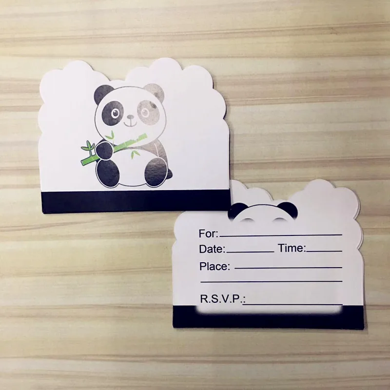 10pcs cards Мультфильм прекрасный панда украшение для торта на день рождения на тему "Лошадки карусели" Вечерние соломенная тарелка скатерть набор мероприятий День рождения Свадьба вечеринка для домашнего декора - Цвет: 10pcs cards