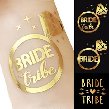 

5Pcs Bride Tattoos Sticker Gold Disposable Tattoos Hens Night Team Bride Willy Diamond Wedding Party Decor 3 Patterns Choose