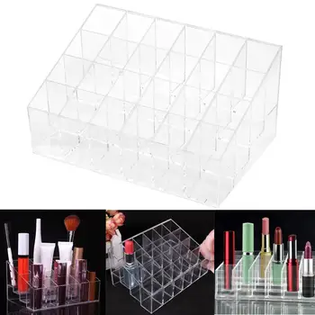

24 Lipstick Storage Boxes Holder Display Stand Clear Mascara Crystal Box Storage Cosmetic Organizer Makeup Jewelry W5N5