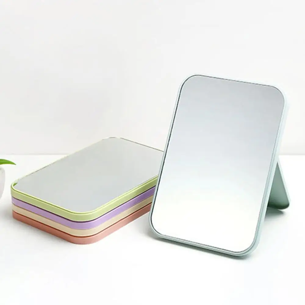 green Folding Portable Large Square High Definition Single Side Cosmetic Mirror Portable and Easy to Use Simple and Beautiful - Цвет: green