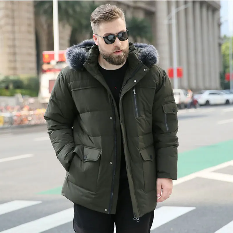 

Winter Jacket Men's Winter Large Size 8XL 9XL 10XL Hooded Park Warm Jacket Mid-Length Thick Loose Black Coat