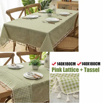 

Nordic Cotton Linen Tablecloth Yellow Plaid Striped Printing Table cloth Pendant Lace Decor Rectangular Tea Table Pad Meal Cloth