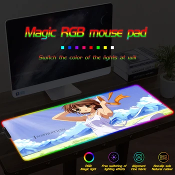 

FFFAS Anime Girl RGB Gaming Illumination Mouse Pad Large Computer Mousepad LED Backlight Mause Pad Keyboard Mat for LOL CS GO