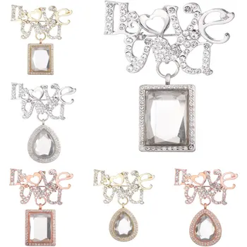 

10Pcs Water Drop And Round Aroma Locket Letters I Love you Broochd Loccket Finding Perfume Diffuser Jewelry Accessories