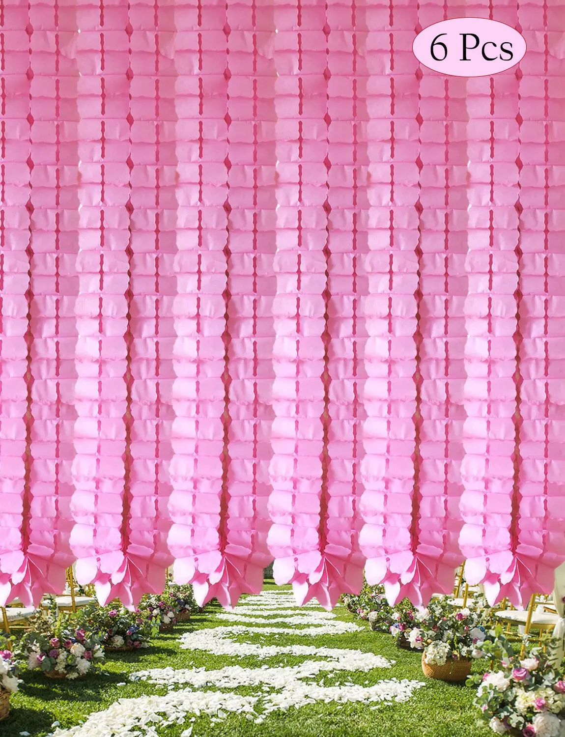 

METABE Pack of 6 Reusable White Hanging Garland Four-Leaf Tissue Paper Flower Party Streamers for Christmas Party Wedding