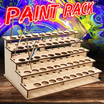

Pigment Bottle Storage Organizer Wooden Color Paint Ink Brush Stand Rack Modular Holder Home School Drawing Tool Organizer
