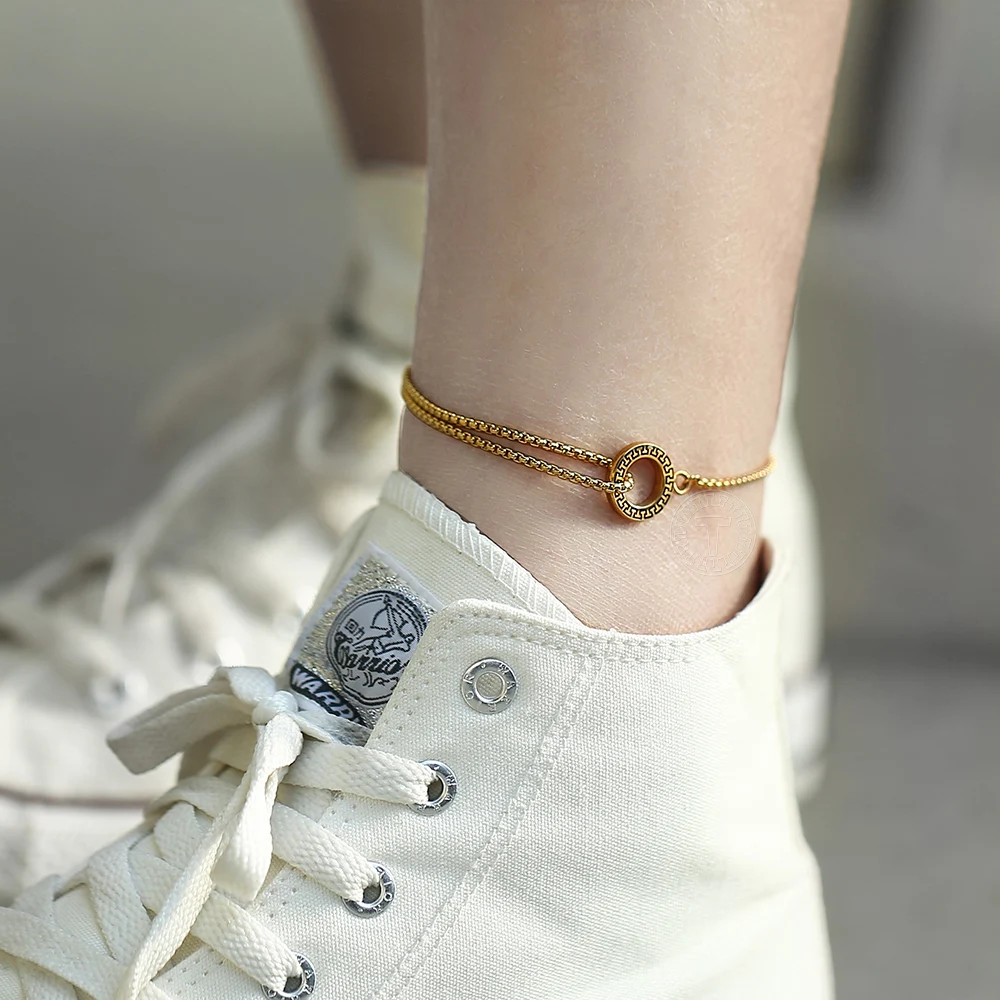 Anklet TAS001 2 мм браслет на ногу, ожерелье, золотой цвет, нержавеющая сталь, уникальный узор, шарм, подвеска, ювелирные изделия для мужчин и женщин, коробка, звено цепи LTAS001 - Окраска металла: Anklet TAS001
